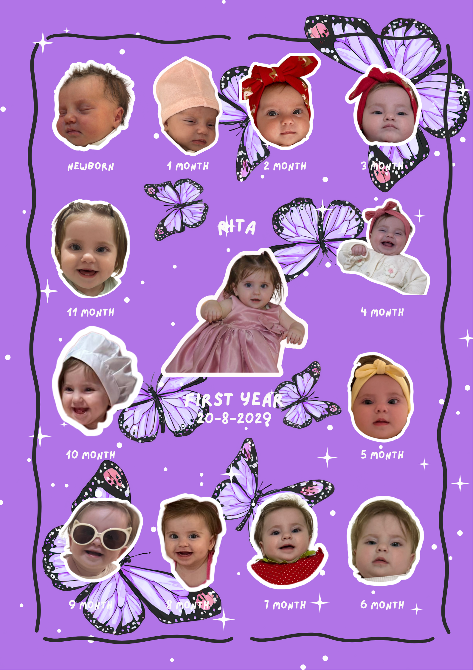 Home baby girl milestone frame