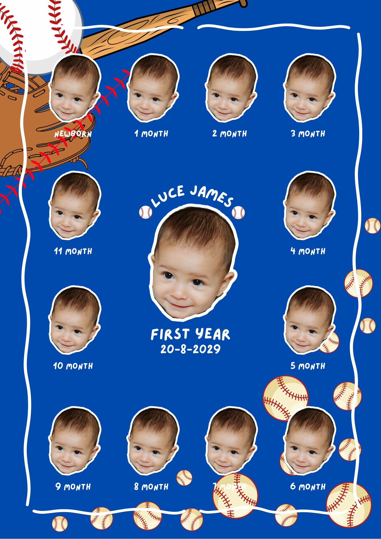 Home baby boy milestone frame